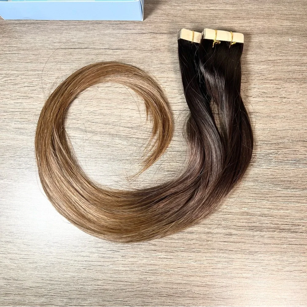 Doores Dark Brown Chocolate Brown Remy Human Hair 20” Tape In Extensions